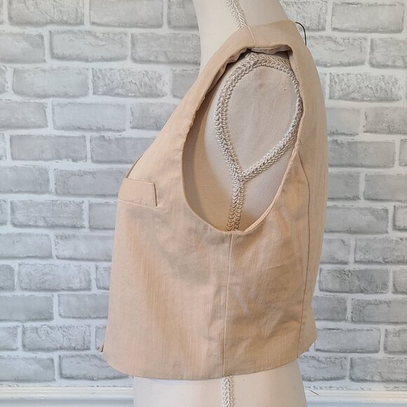 Mustard Seed 3 Button Vest NEW Small Cream Layering Preppy Acadamia Staple - Picture 2 of 7